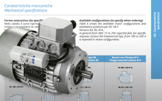 Mechanical specifications for electric motors