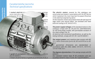Technical specifications for electric motors